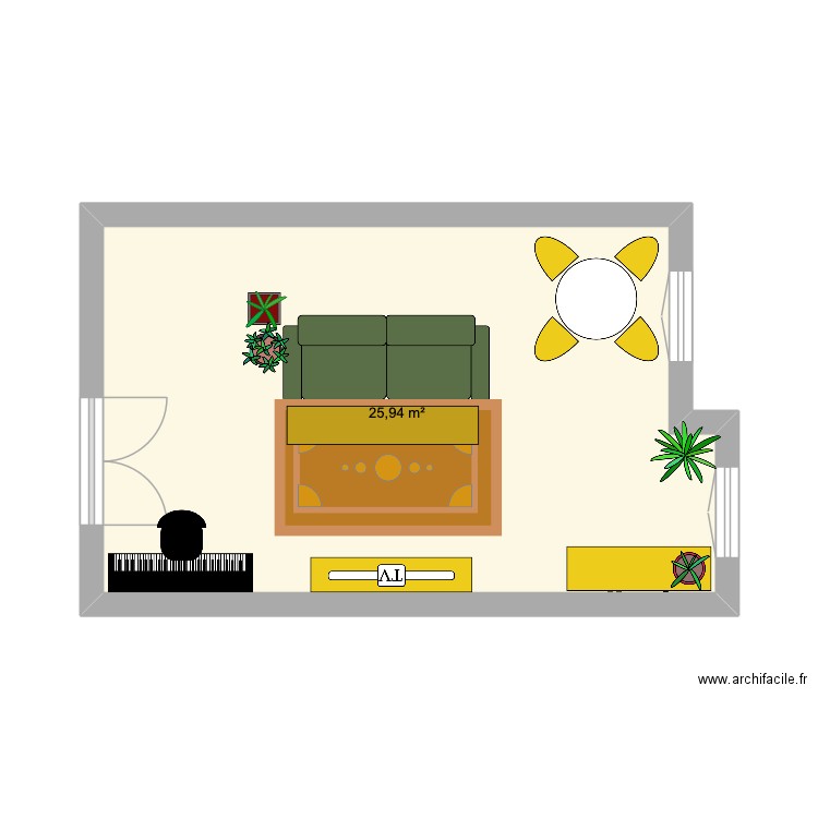 salon CX. Plan de 1 pièce et 26 m2