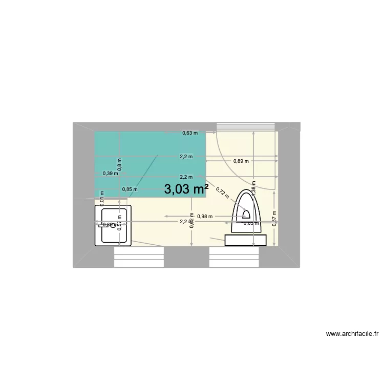 Salle de bains R+1 "Hugo". Plan de Salle de bains R+1 "Hugo". Plan de