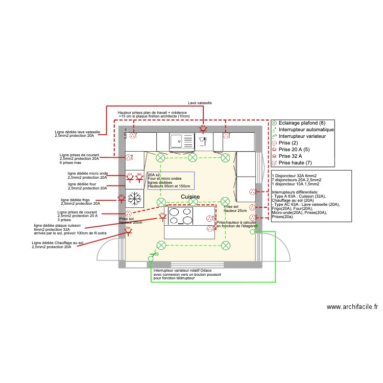 Electricité cuisine lambesc. Plan de 1 pièce et 17 m2