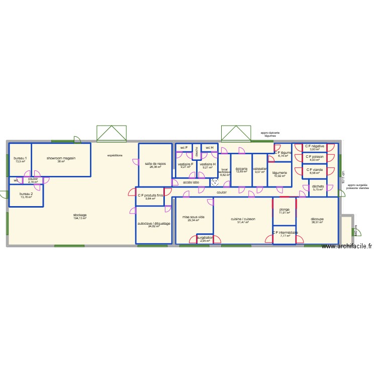 conserverie panneau frigo. Plan de 33 pièces et 1052 m2