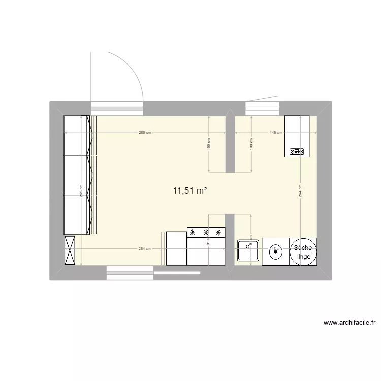 arriere cuisine. Plan de 