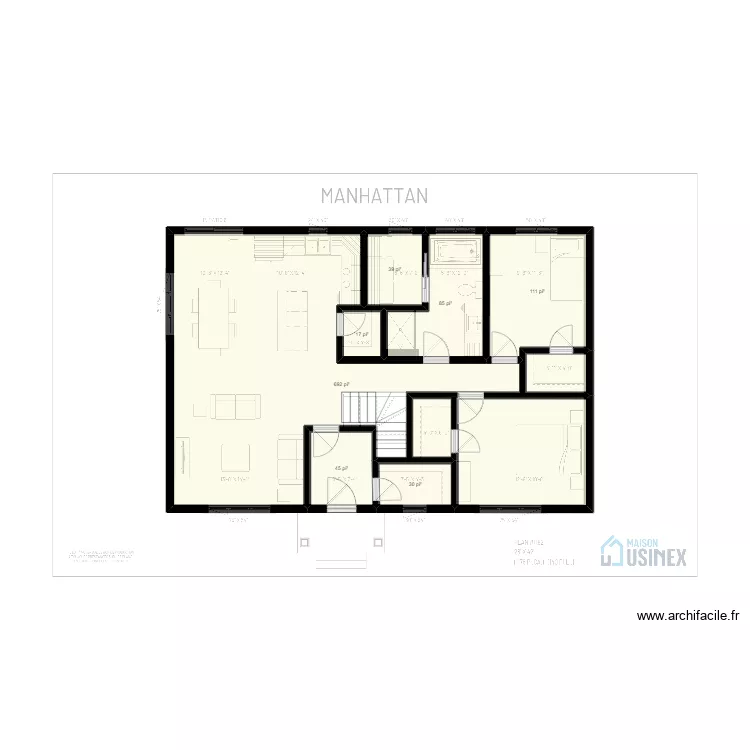 MANHATTAN 28&rsquo; X 42&rsquo; - PLAN VIERGE. Plan de 