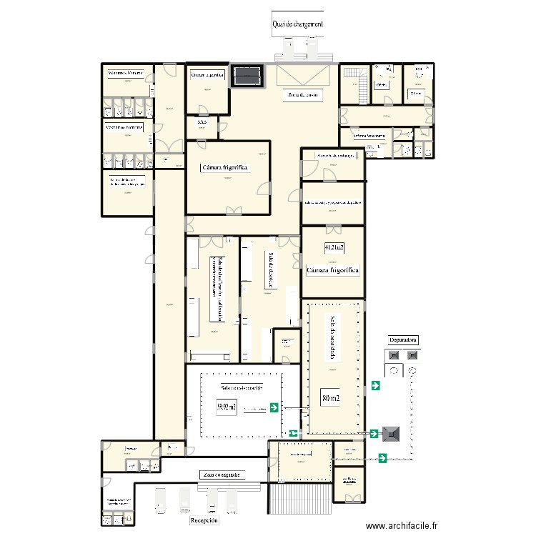 PLAN ABATTOIR UNCUYO. Plan de 40 pièces et 854 m2