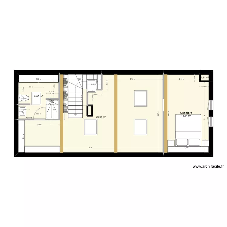Projet Cordel - C&eacute;tier - Projet v3. Plan de 5 Pièces et 57 m²