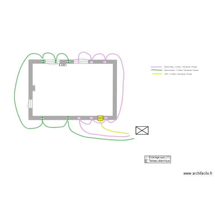 Bureau avec électricité. Plan de 1 pièce et 20 m2