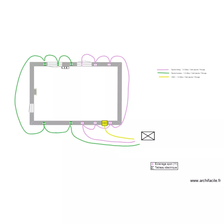 Bureau avec &eacute;lectricit&eacute;. Plan de 