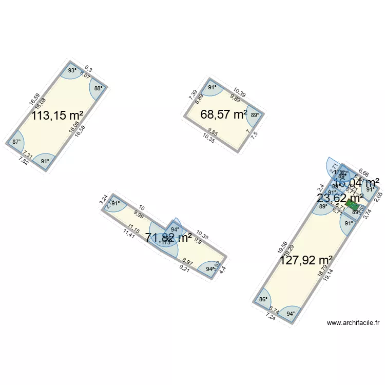 Salle de R&eacute;ception R+1. Plan de 10  et 977 m²