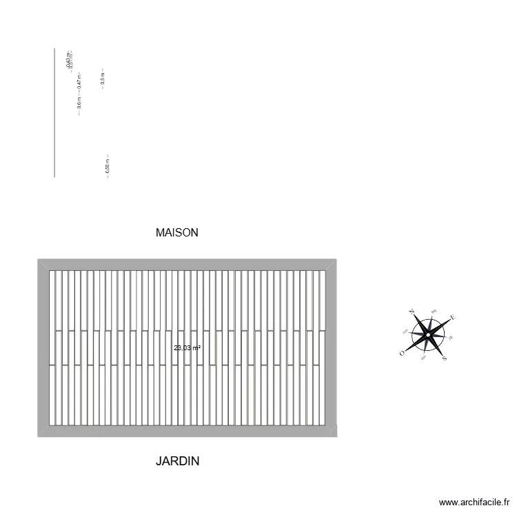TERRASSE LAMES COMPOSITE. Plan de 1 Pièce et 23 m² TERRASSE LAMES COMPOSITE. Plan de 1 Pièce et 23 m²