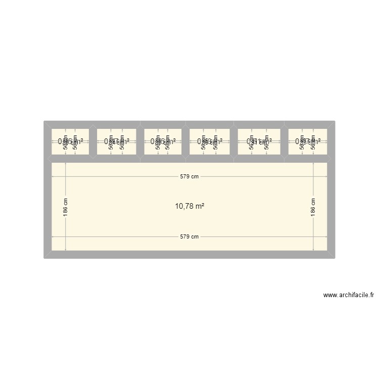 mur. Plan de 7 pièces et 14 m2