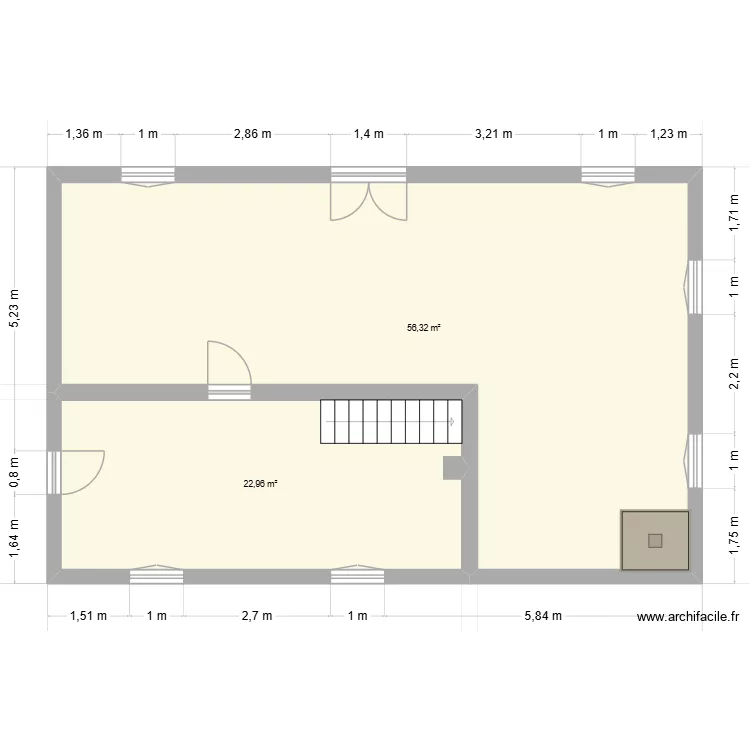 Version vierge fromTin&eacute;e. Plan de 2 Pièces et 79 m²