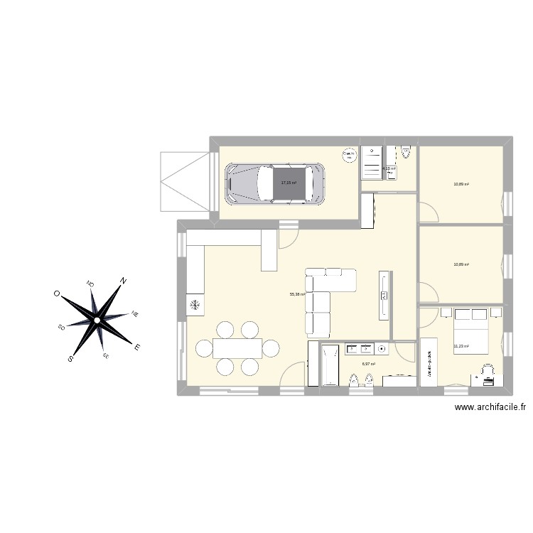 St Jean de Fos 3 chambres. Plan de 7 pièces et 117 m2