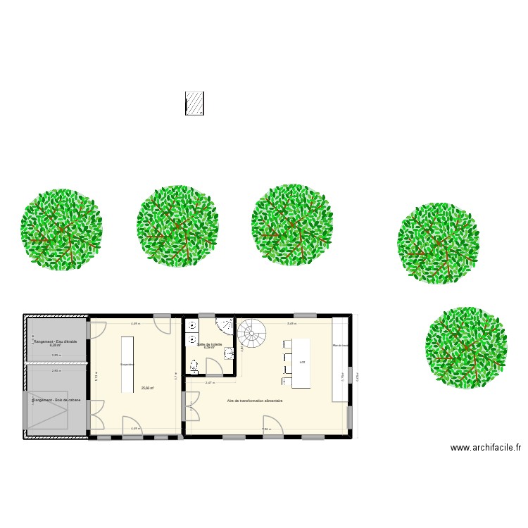 Cabane à sucre - Version 1. Plan de 5 pièces et 87 m2