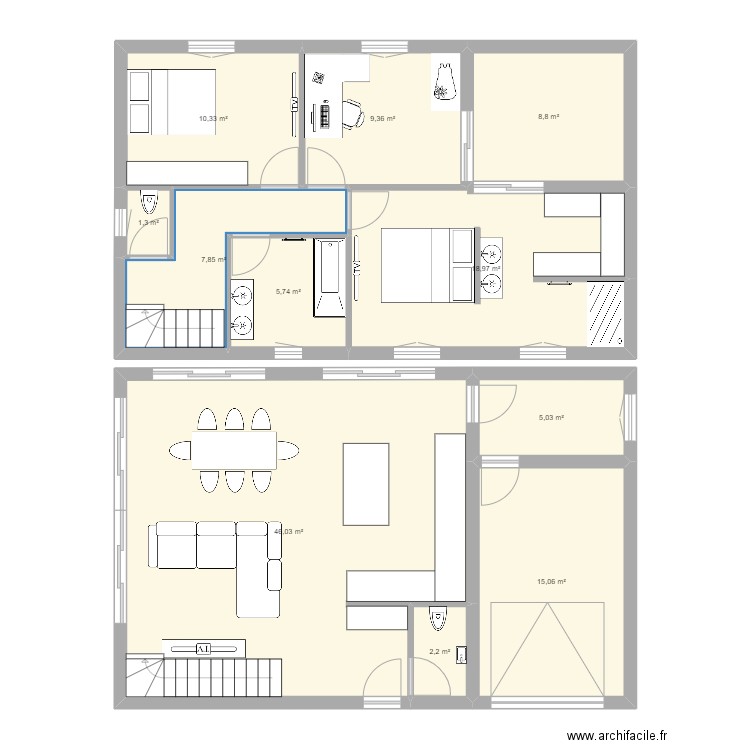 Maison étage test. Plan de 0 pièce et 0 m2