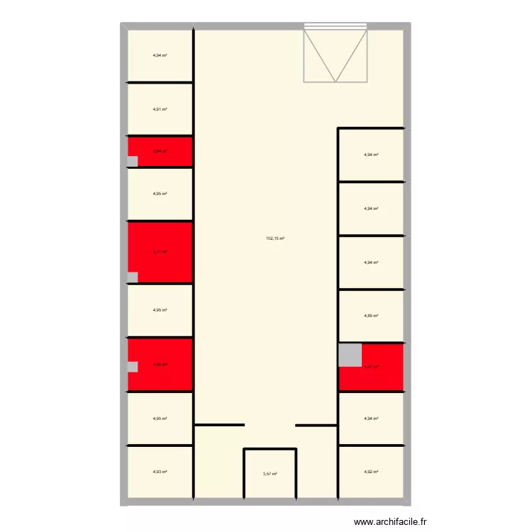 Immeuble à box Laval. Plan de 18 pièces et 183 m² Immeuble à box Laval. Plan de 18 pièces et 183 m²