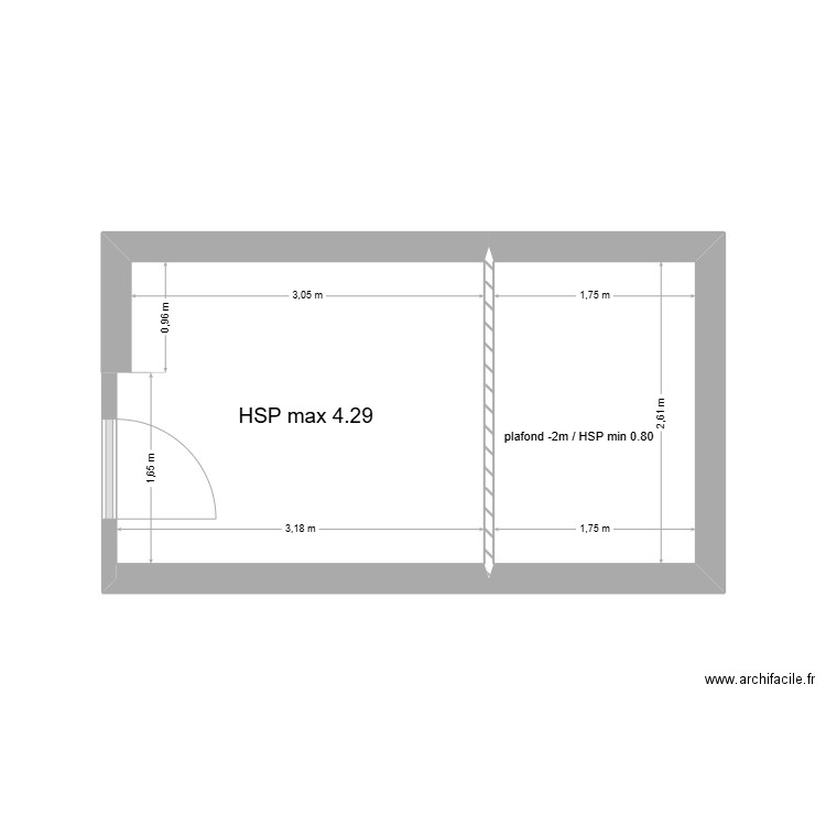 Plan URVOIS. Plan de 2 pièces et 13 m2