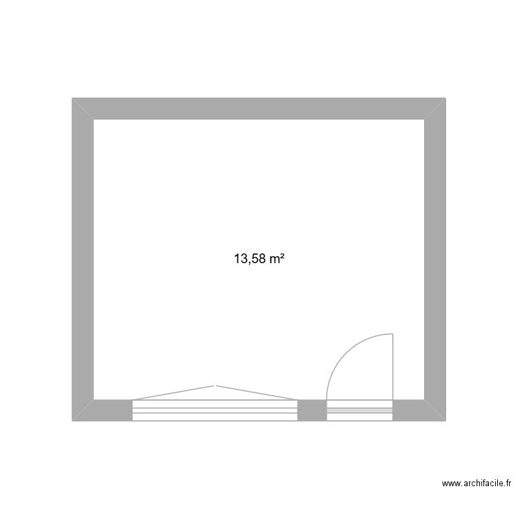 bureau. Plan de 1 pièce et 14 m2