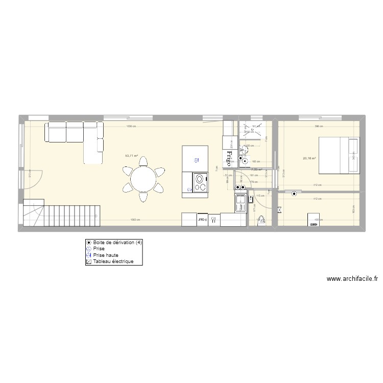 Villa 3 rdc PC_Ilot_central. Plan de 3 pièces et 81 m2