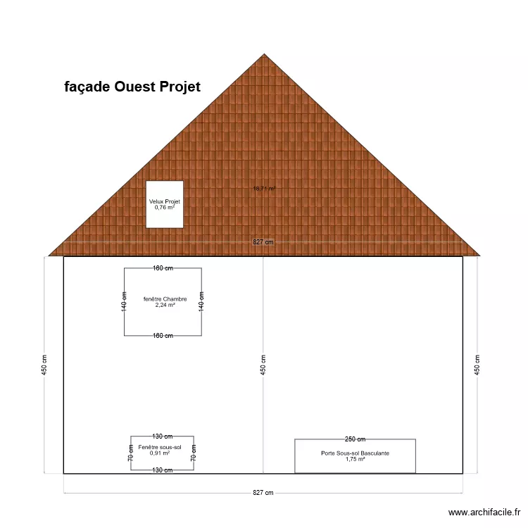 fa&ccedil;ade Ouest Projet. Plan de 