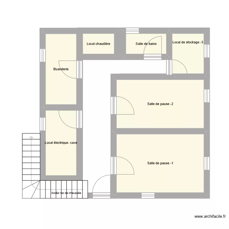 Plan sous-sol. Plan de 7  et 33 m²