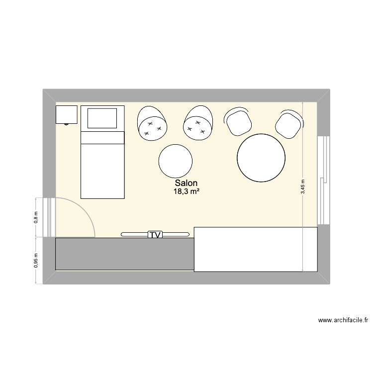 MOISE. Plan de 1 pièce et 18 m2
