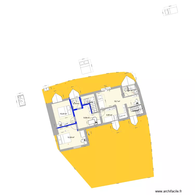 PRIEUX intérieur 1ER studio et trois chambres bis. Plan de PRIEUX intérieur 1ER studio et trois chambres bis. Plan de