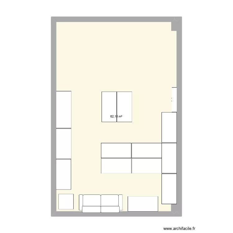 Atelier. Plan de 1  et 62 m²