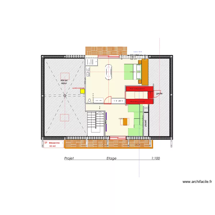 &eacute;tage b&eacute;n&eacute; sans loggia invers&eacute; 2. Plan de 