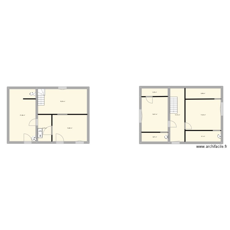 Rez de Chaussé. Plan de 11 pièces et 123 m2