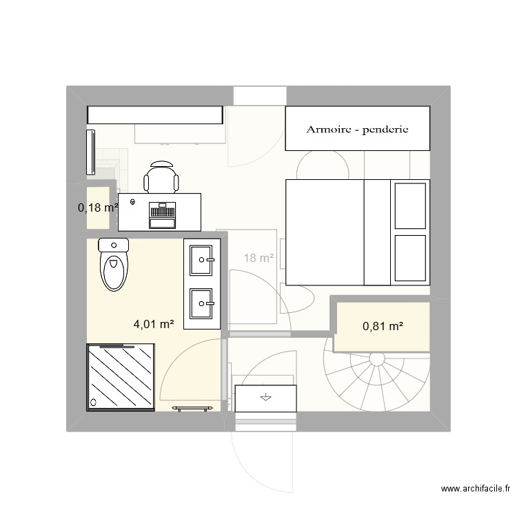 plan bureau marigny. Plan de 4 pièces et 23 m2