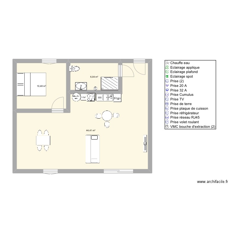 ecole gustave. Plan de 3 pièces et 61 m2