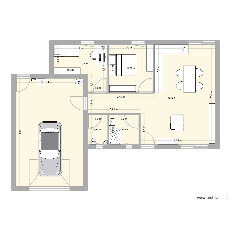 nouveau plan. Plan de 6 pièces et 113 m2