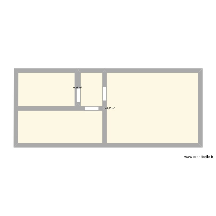 etage maison. Plan de 2 pièces et 49 m2