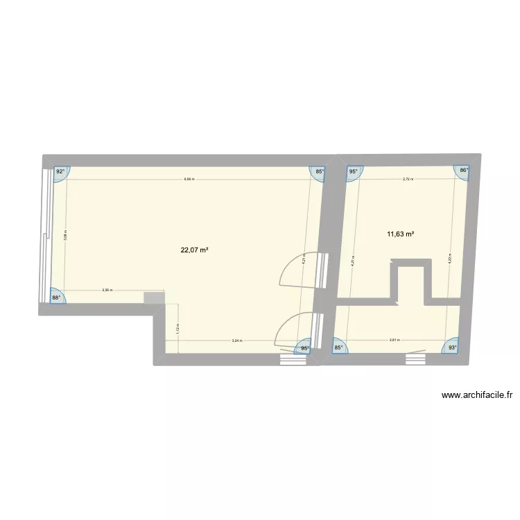 Studio Gambetta. Plan de 2 et 34 m² Studio Gambetta. Plan de 2 et 34 m²