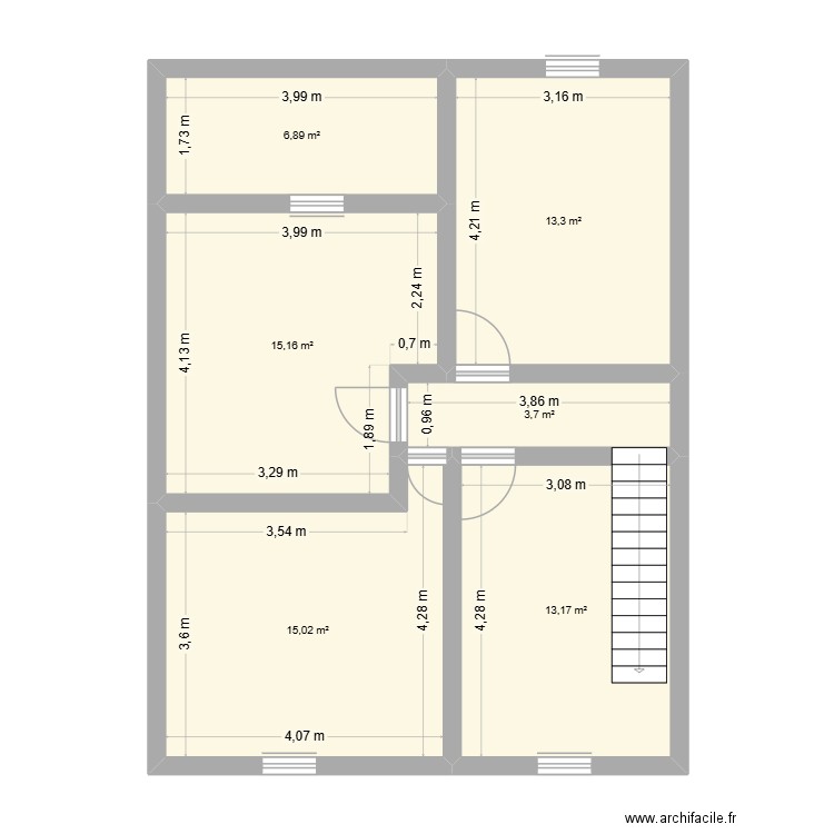 plan haut 1.2. Plan de 6 pièces et 67 m2