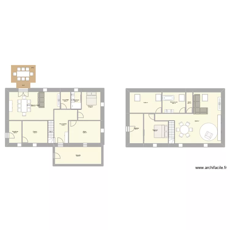 Maison Thur&eacute;. Plan de 16 Pièces et 202 m²