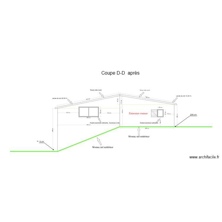 coupe bb bis. Plan de 0 pièce et 0 m2