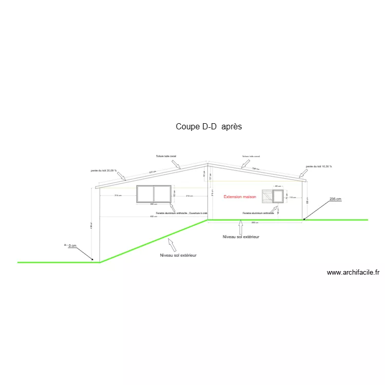 coupe bb bis. Plan de 