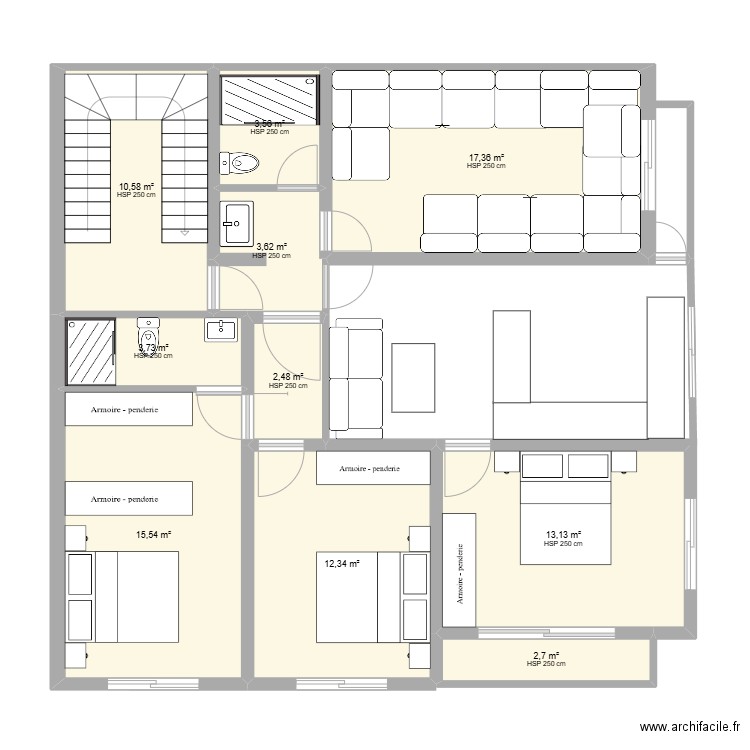 TIGUMI1234567NVPLAN. Plan de 10 pièces et 85 m2