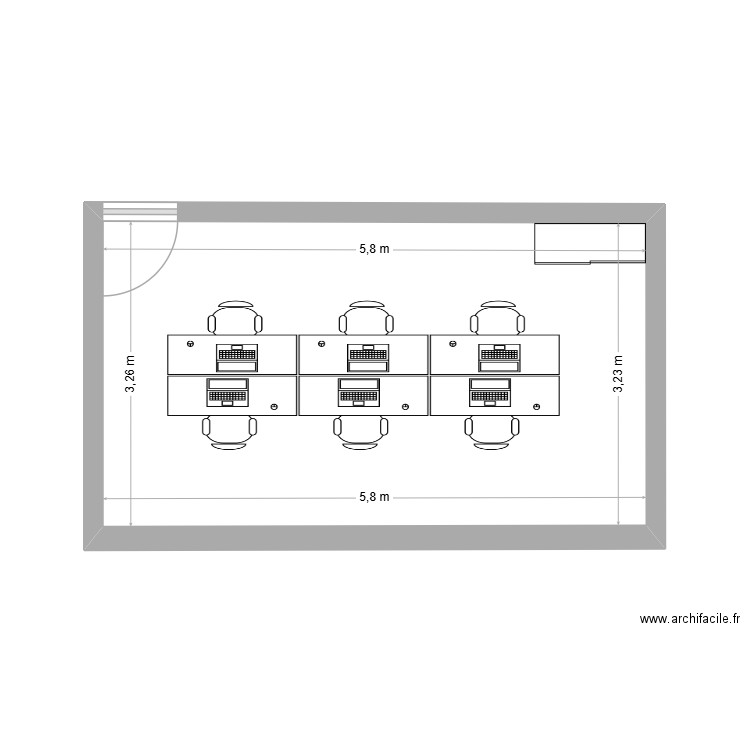 Bureau VDM. Plan de 1 pièce et 19 m2