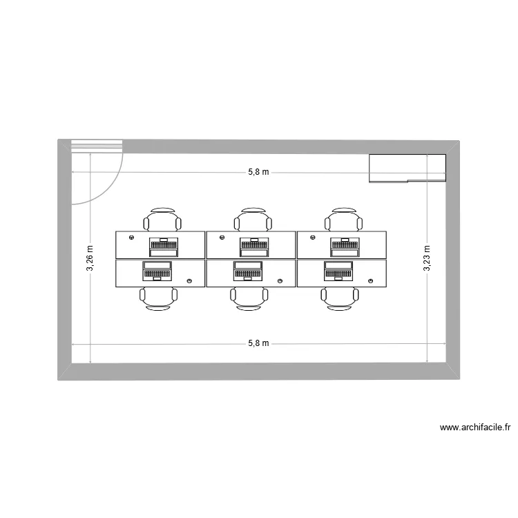 Bureau VDM. Plan de 1 pièce et 19 m²