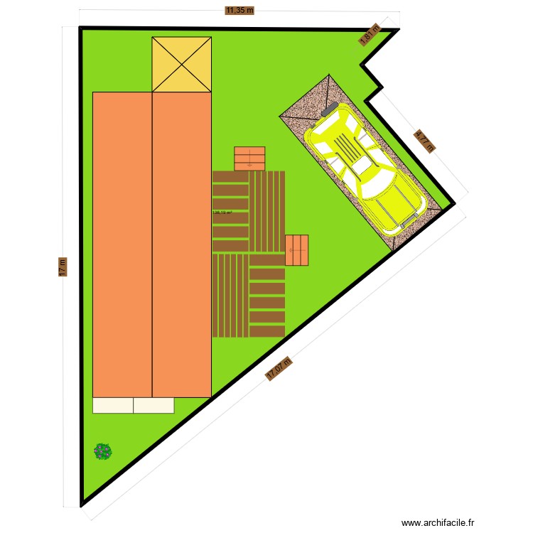 Pradons. Plan de 1 pièce et 136 m2