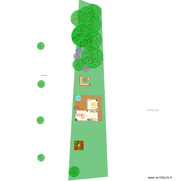 cabane pilotis. Plan de 2 pièces et 25 m2
