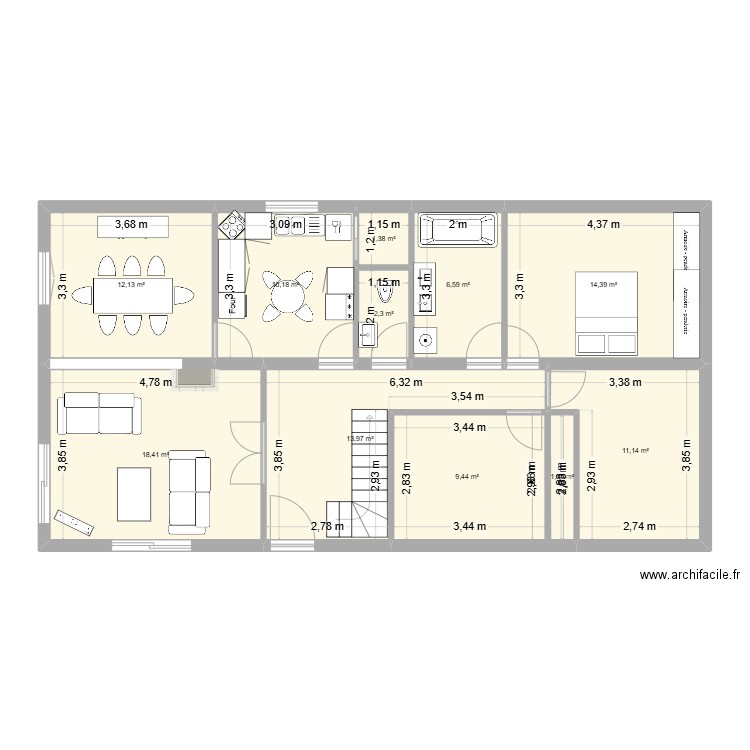 AS 09.05.25. Plan de 11 pièces et 101 m2