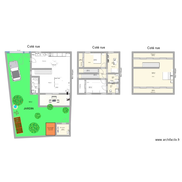 La deveze. Plan de 13 pièces et 191 m2