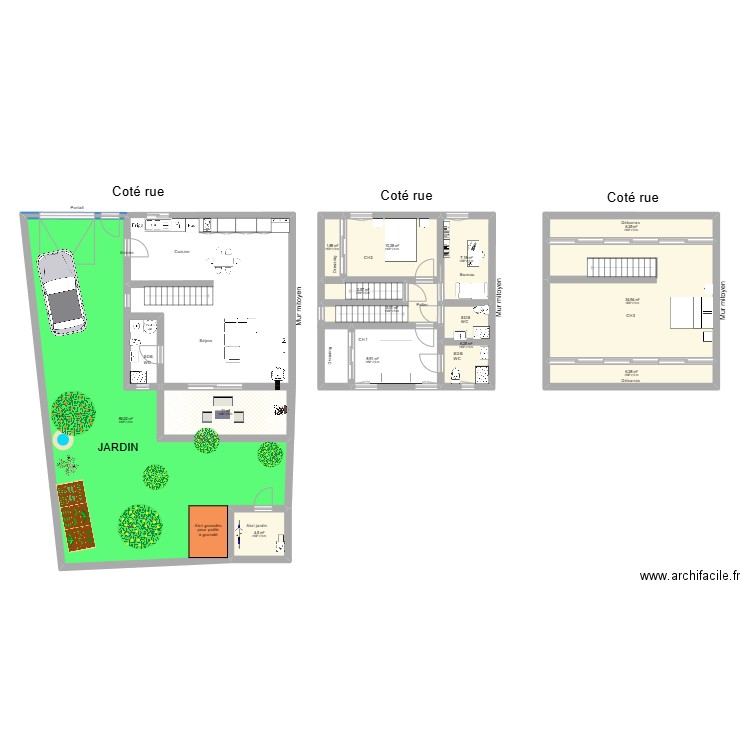 La deveze. Plan de 8 pièces et 47 m2