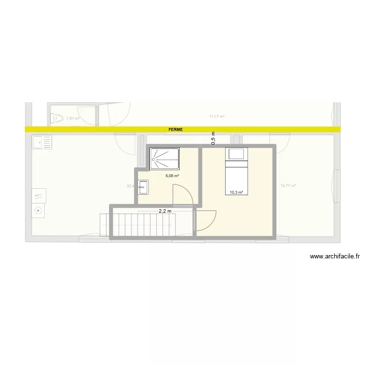 appart 1er gauche etage modifier. Plan de 8  et 76 m²