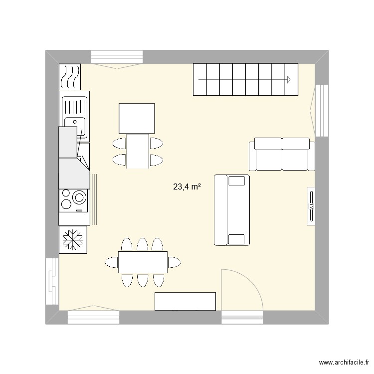 maison. Plan de 1 pièce et 23 m2