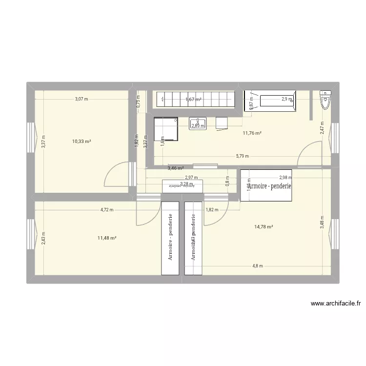 maison 1er étage v3. Plan de 6 et 53 m² maison 1er étage v3. Plan de 6 et 53 m²