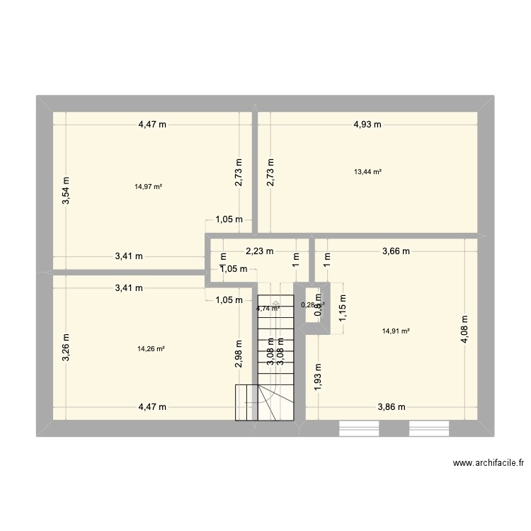 Maison BV2 etage. Plan de 6 pièces et 63 m2