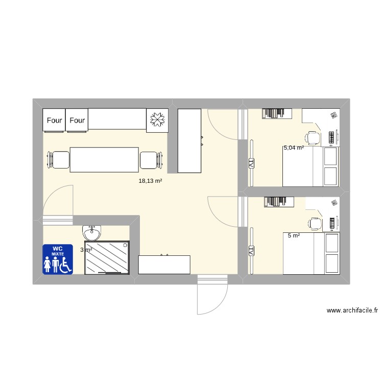 bomboclat. Plan de 4 pièces et 31 m2